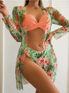 Floral Three Piece Bikini Set