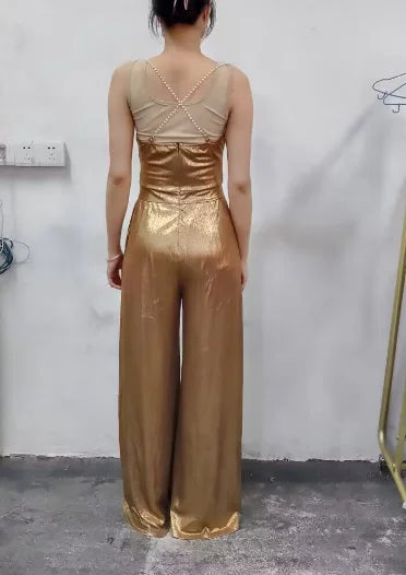 Metallic Wide Leg Jumpsuit