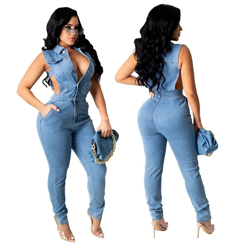 Light Blue Denim Jumpsuit