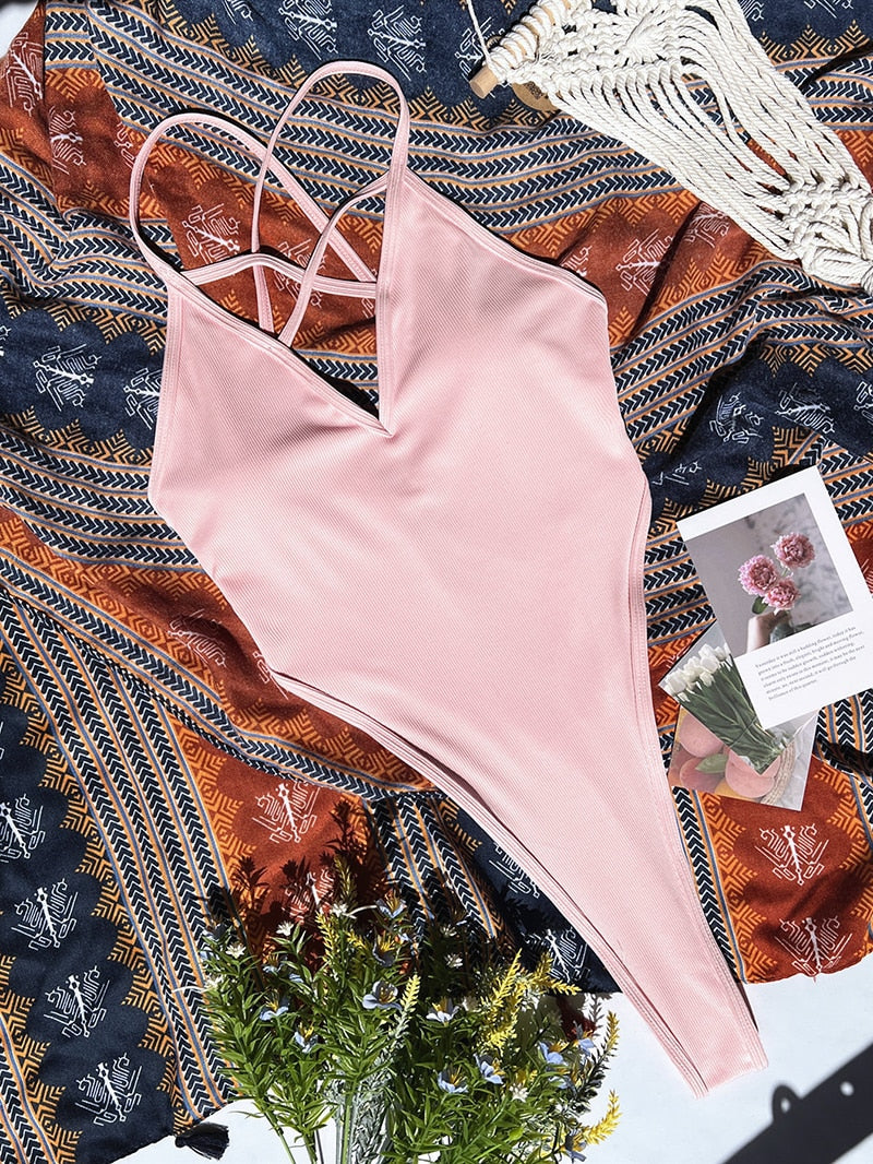 Pink Brazilian One Piece Swimsuit